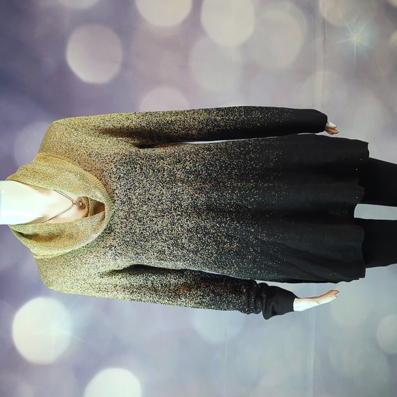 GNW Great Northwest sz S Cowlneck Two Tone Metallic Glits and Glam Ombre Sweater - Picture 1 of 4